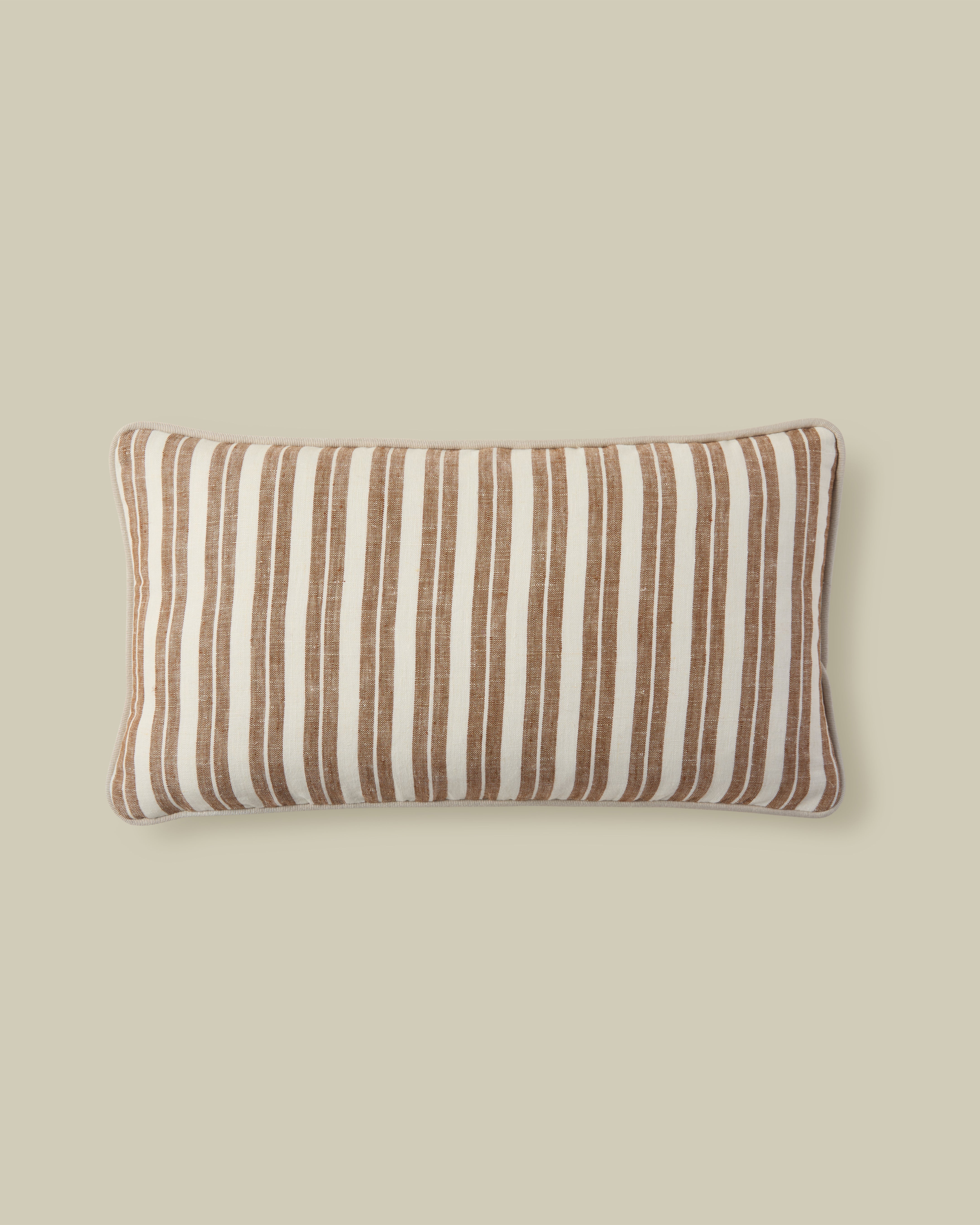 Modern Ticking Stripe Pillow in Tobacco