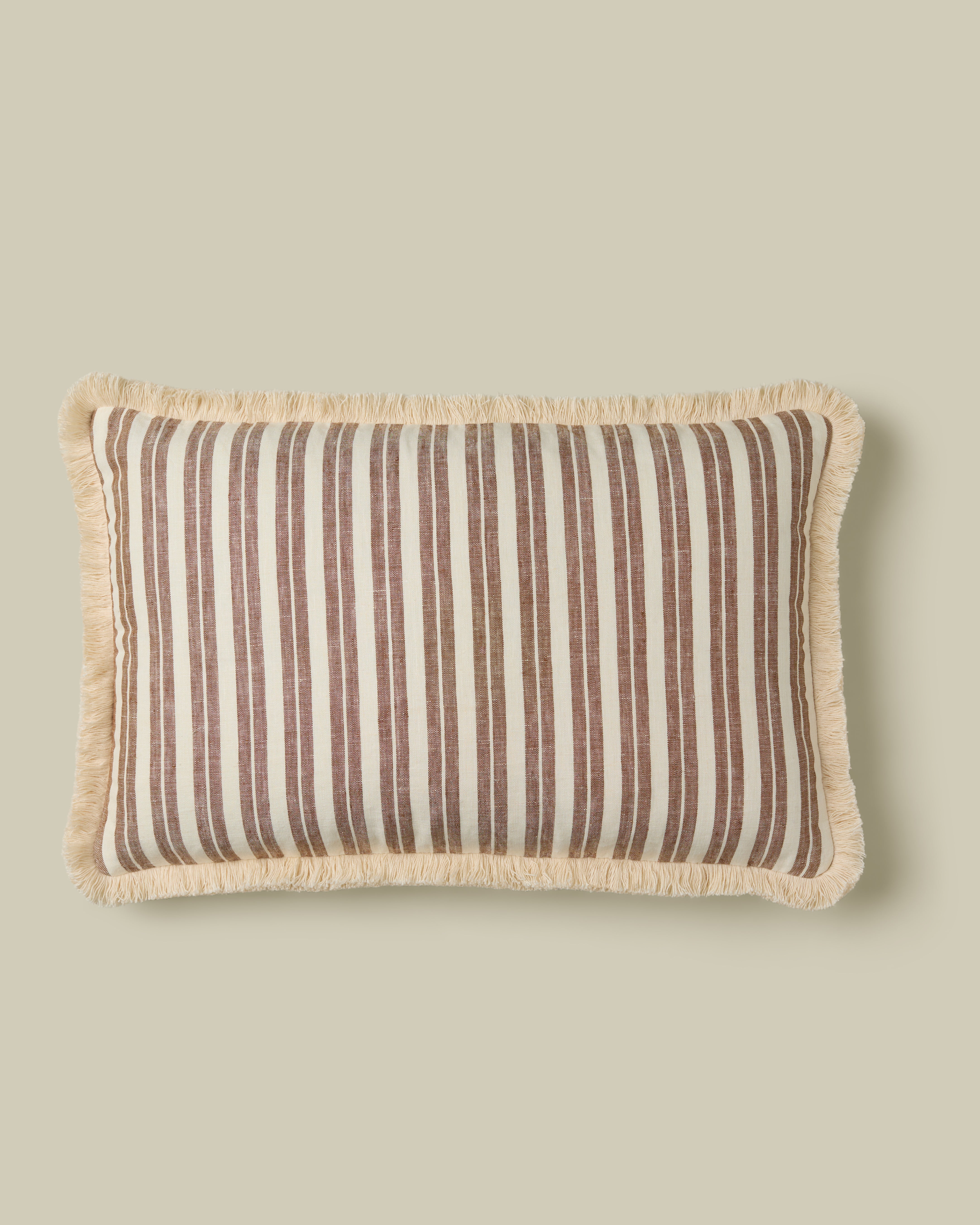 Modern Ticking Stripe Pillow in Tobacco