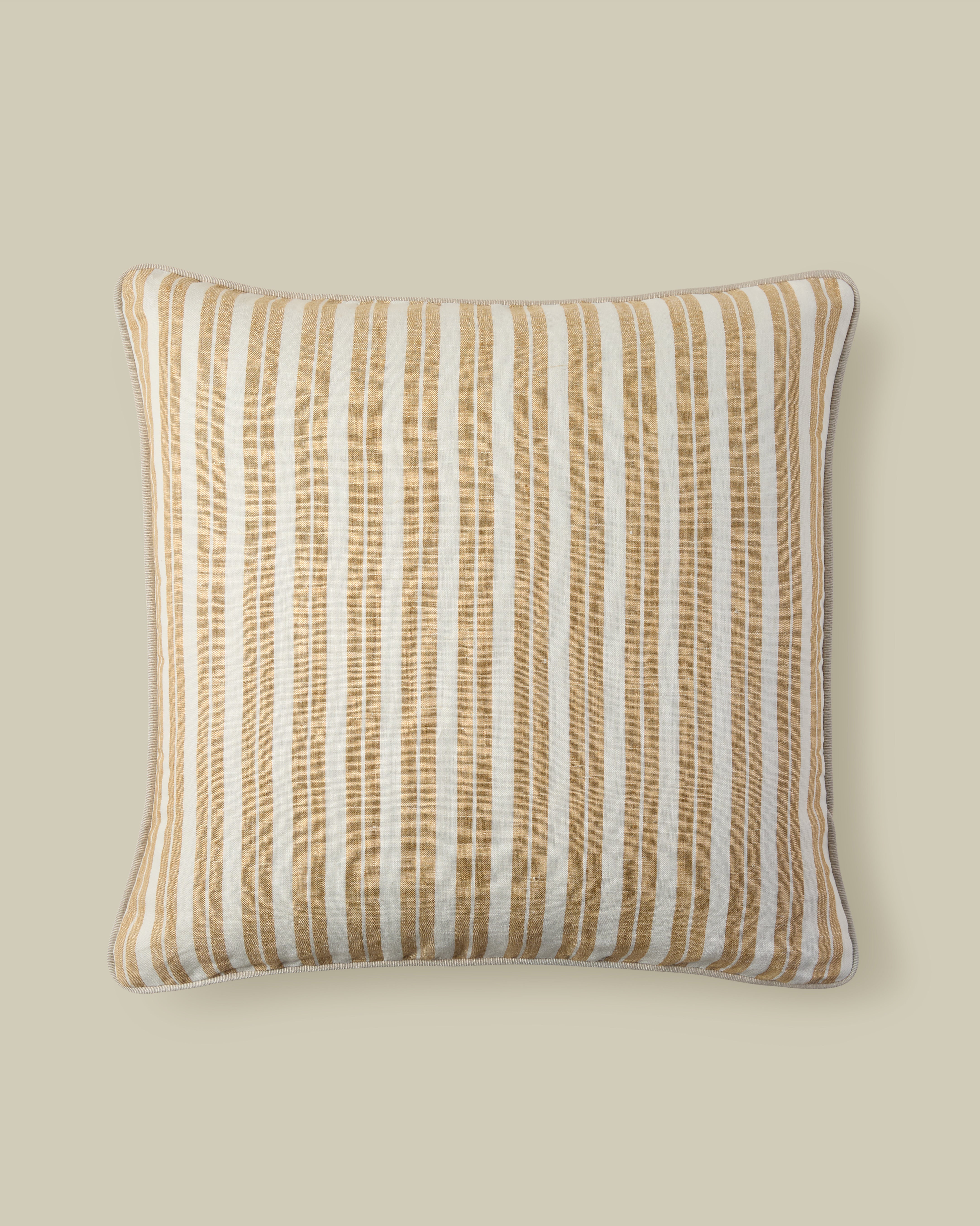 Modern Ticking Stripe Pillow in Mustard