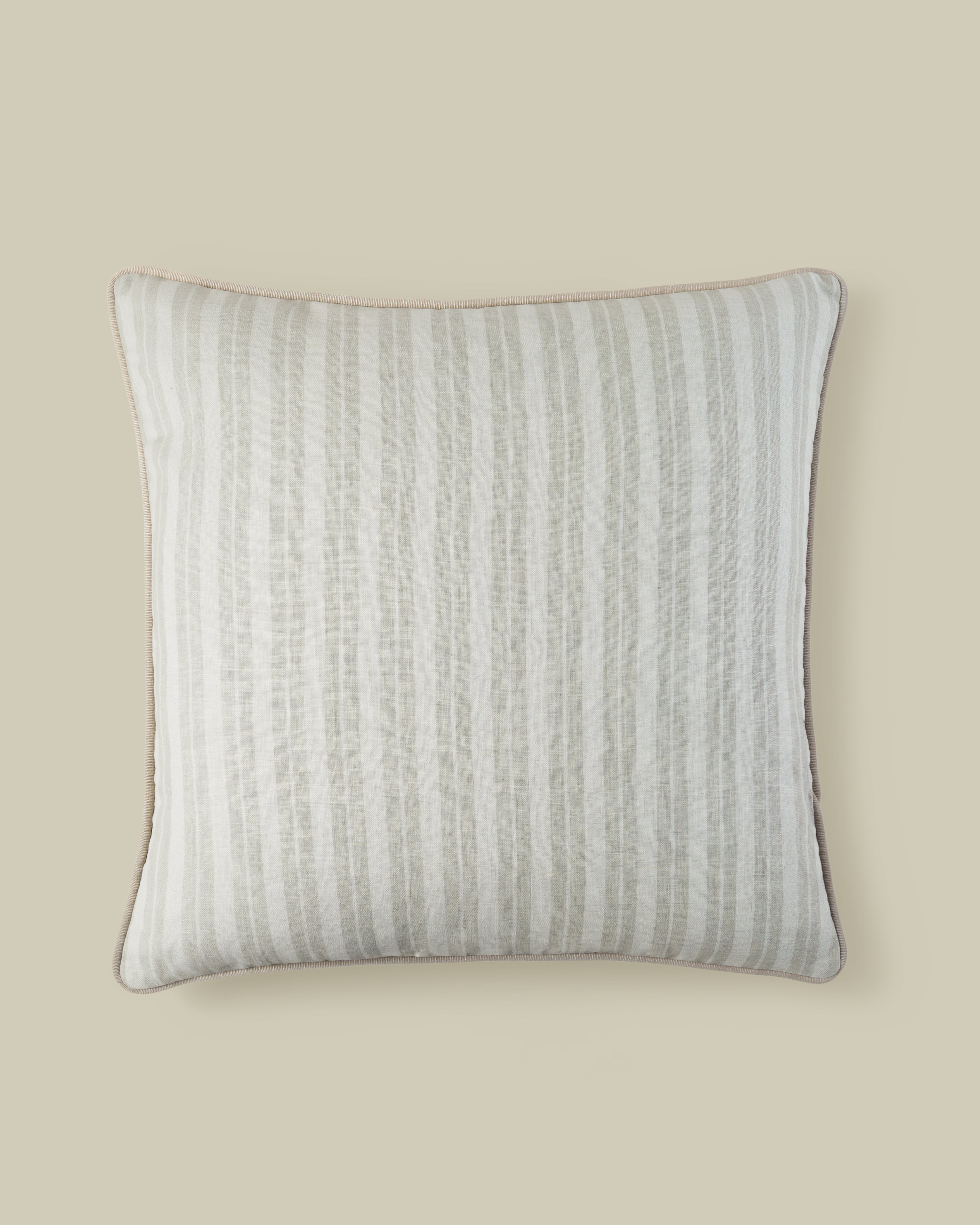 Modern Ticking Stripe Pillow in Pale Blue